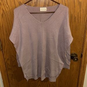 Dreamers women’s small oversized legging friendly light purple v neck sweater